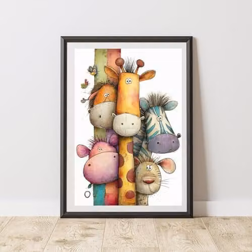60 Second Makeover Jungle Animals Print Wall Art Poster, Multicolour, A3