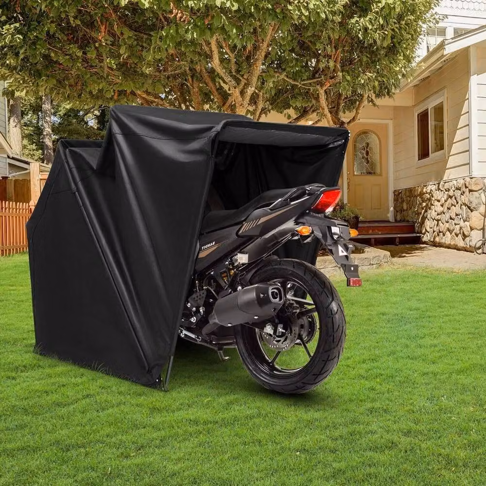 Kelvenix Heavy-Duty Portable Outdoor Motorcycle Shelter in Black with Window – 5