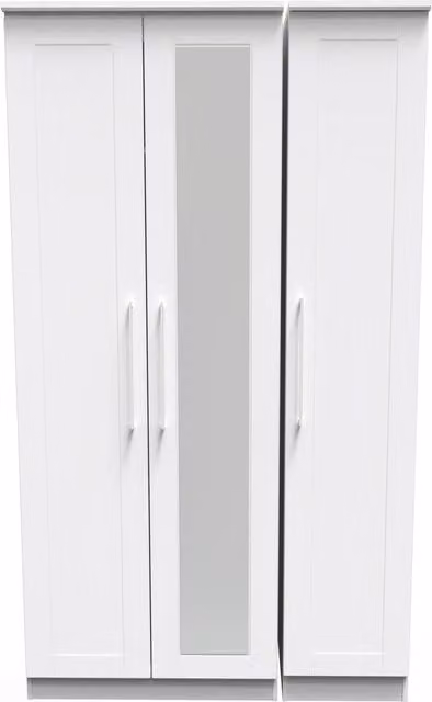 2 U Ripon Ready Assembled Tall Triple Mirror Wardrobe in White