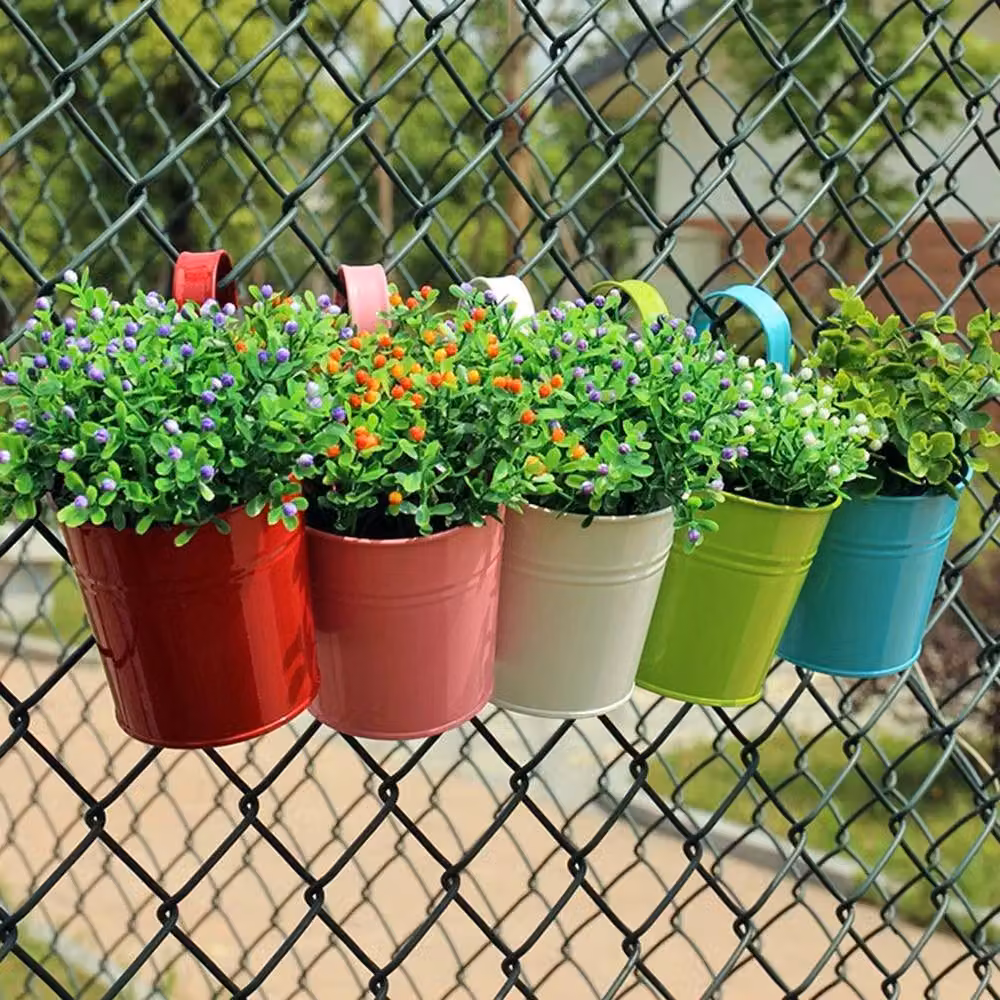 EONLION Blue Metal Hanging Flower Pots – 3