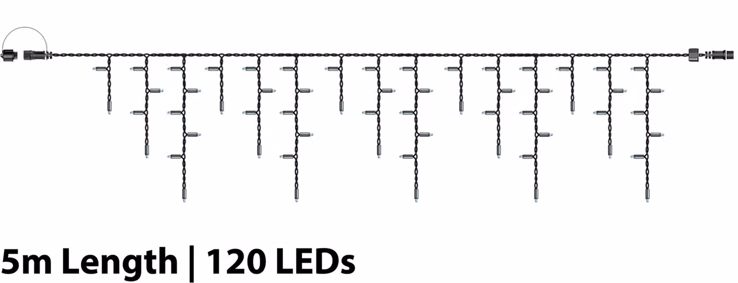 Xmas Haus Warm White LED Icicle Drop Lights in Black, 120 LEDs, 5m Length – 2