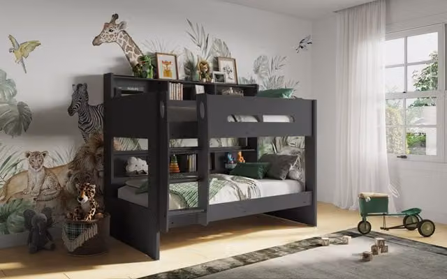 Flair Furnishings Interstellar Bunk Bed in Grey, Single Size