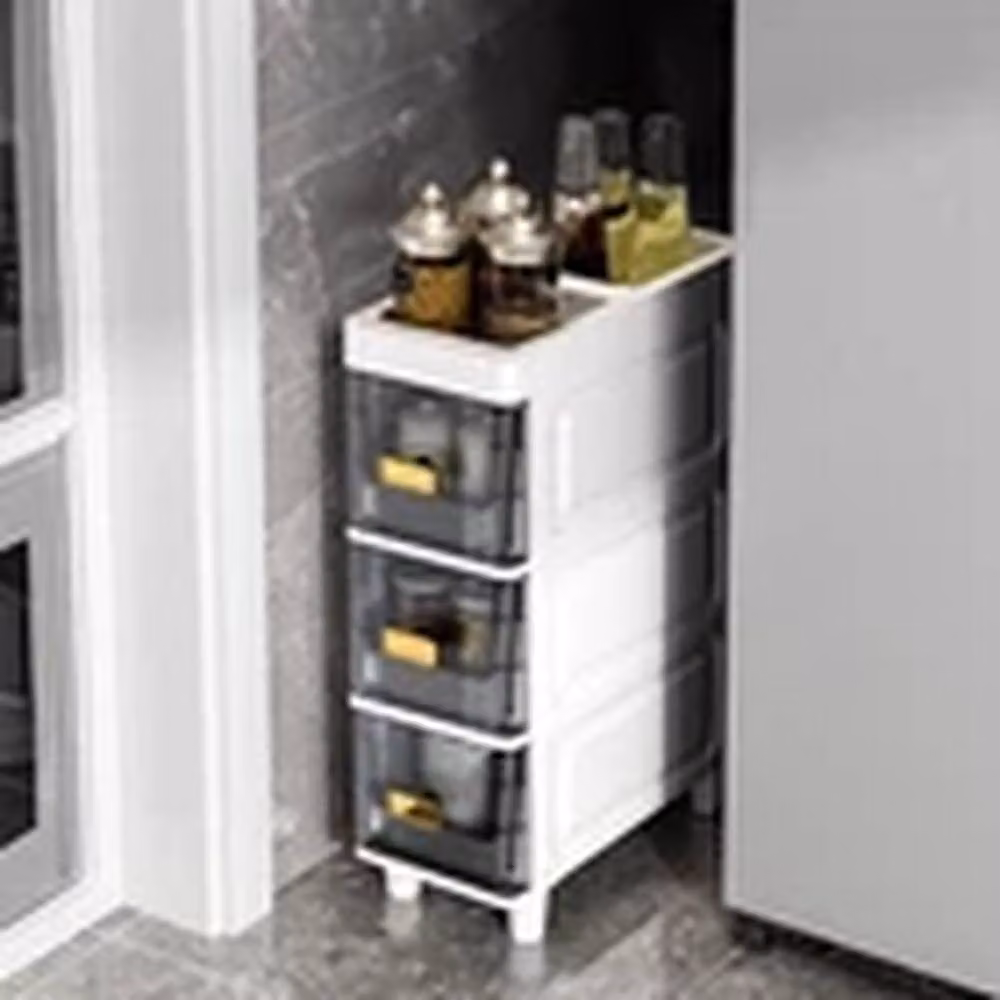 EONLION Slim 3 Drawer Free Standing Bathroom and Kitchen Storage Cabinet in White – 3