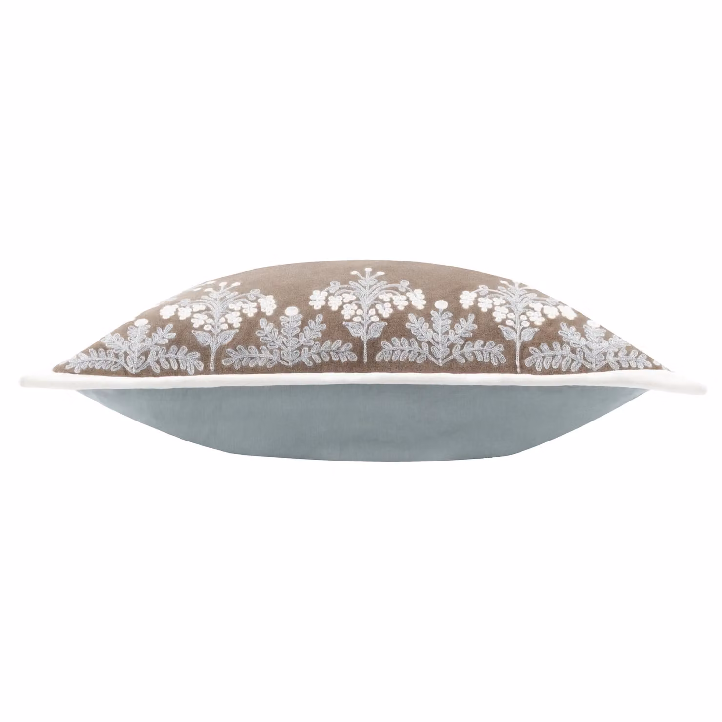 Paoletti Winter Bloom Floral Embroidered Cotton Velvet Cushion, Taupe, W/D/H: 50 x 50 x 5 cm – 3