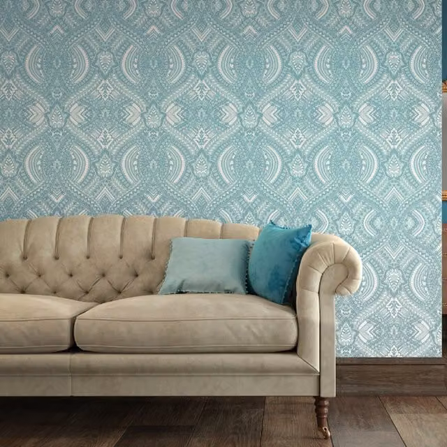Hoopla Walls Blue Geometric Abstract Classic Wallpaper Roll