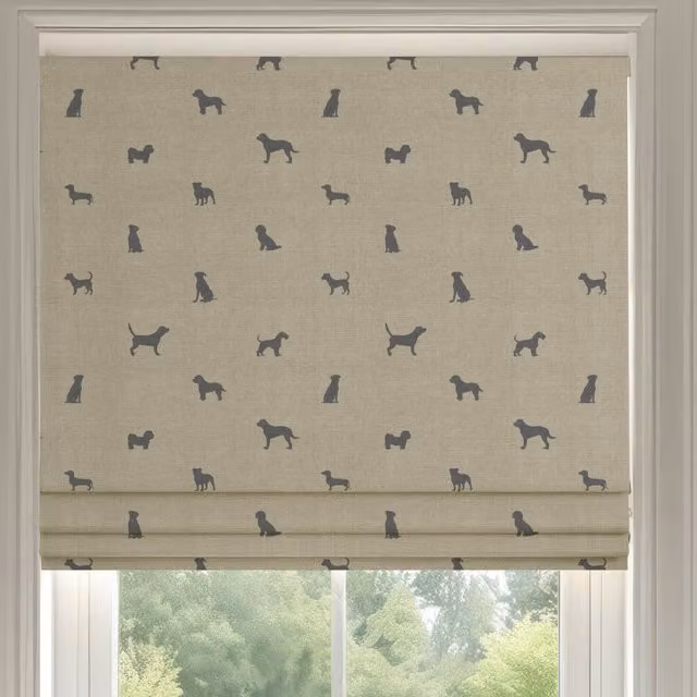 ANTE DECOR Woof Printed Cotton Made To Measure Roman Blind in Charcoal Grey