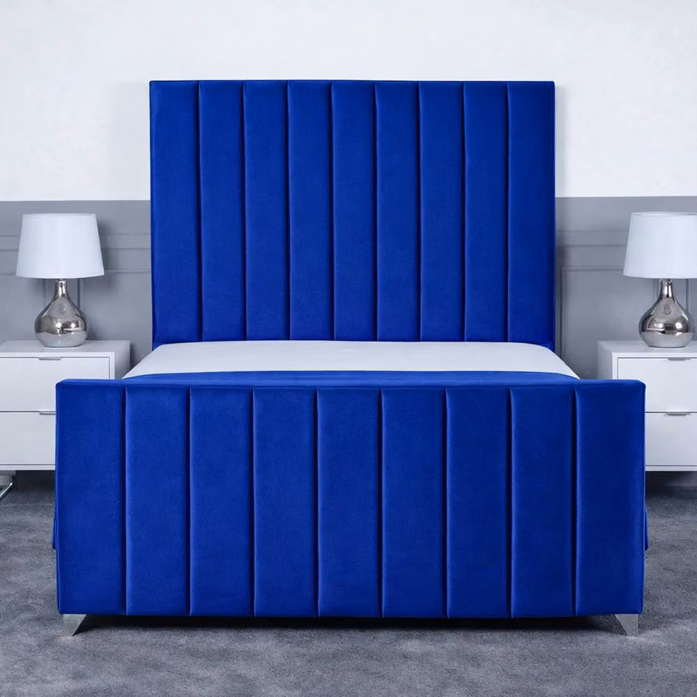 Living Comfort Bedz Empress Blue Velvet Upholstered Gas Lift Storage Bed with 48 Inch Headboard, W/D/H: 200 x 200 cm – 2