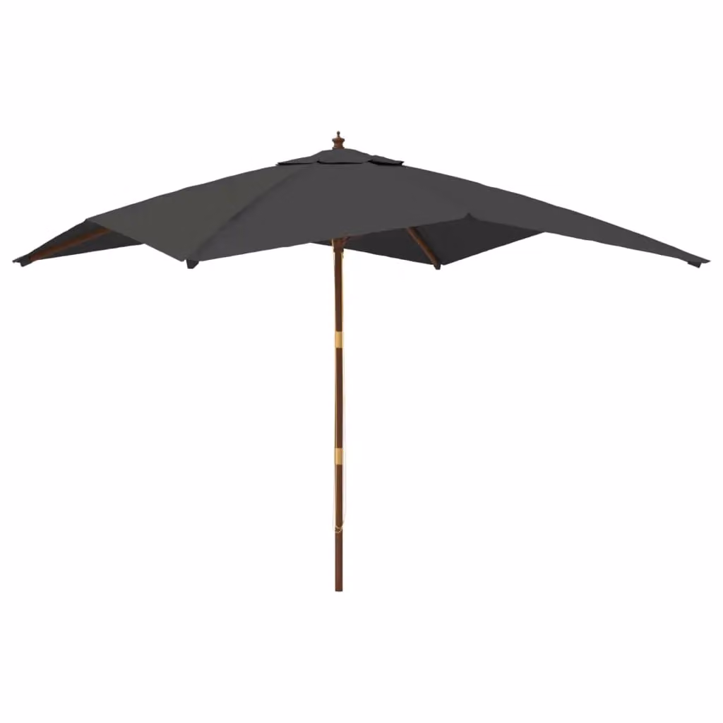 Berkfield Home Garden Parasol with Wooden Pole in Anthracite, W/D/H: 300 x 300 x 273 cm – 2