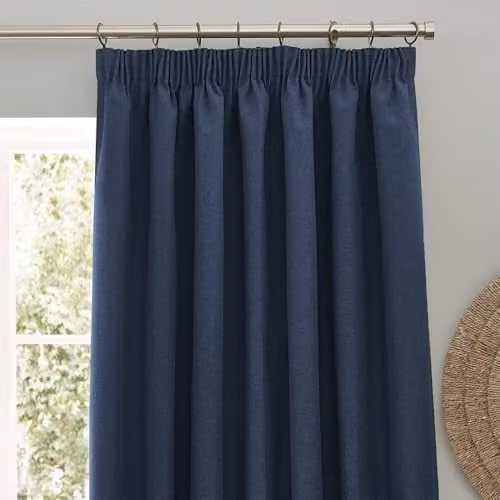 Riva Home Dawn Textured Blackout Pencil Pleat Curtains, Blue and Black, Width: 168 cm, Drop: 229 cm – 3