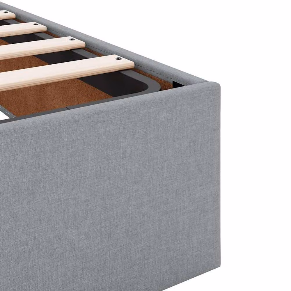 Berkfield Home Ottoman Bed Frame in Light Grey Fabric, W/D/H: 140 x 190 x 135 cm – 3
