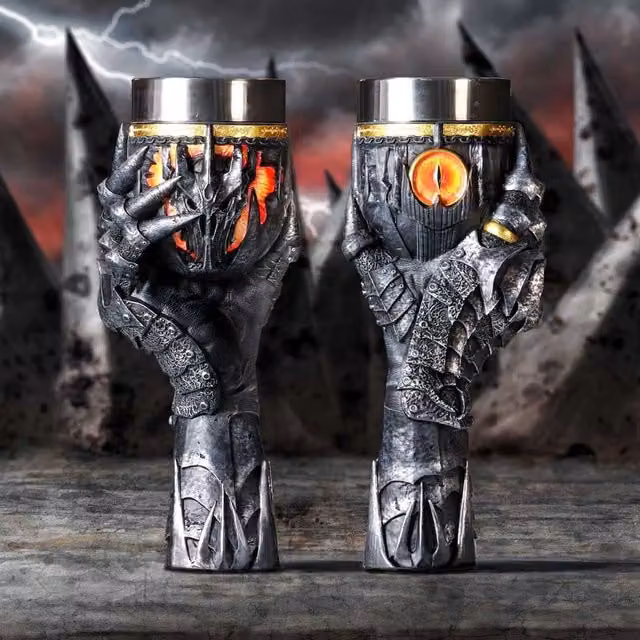 Nemesis Now Lord of the Rings Sauron Goblet in Black and Silver Resin, Height: 22.5 cm