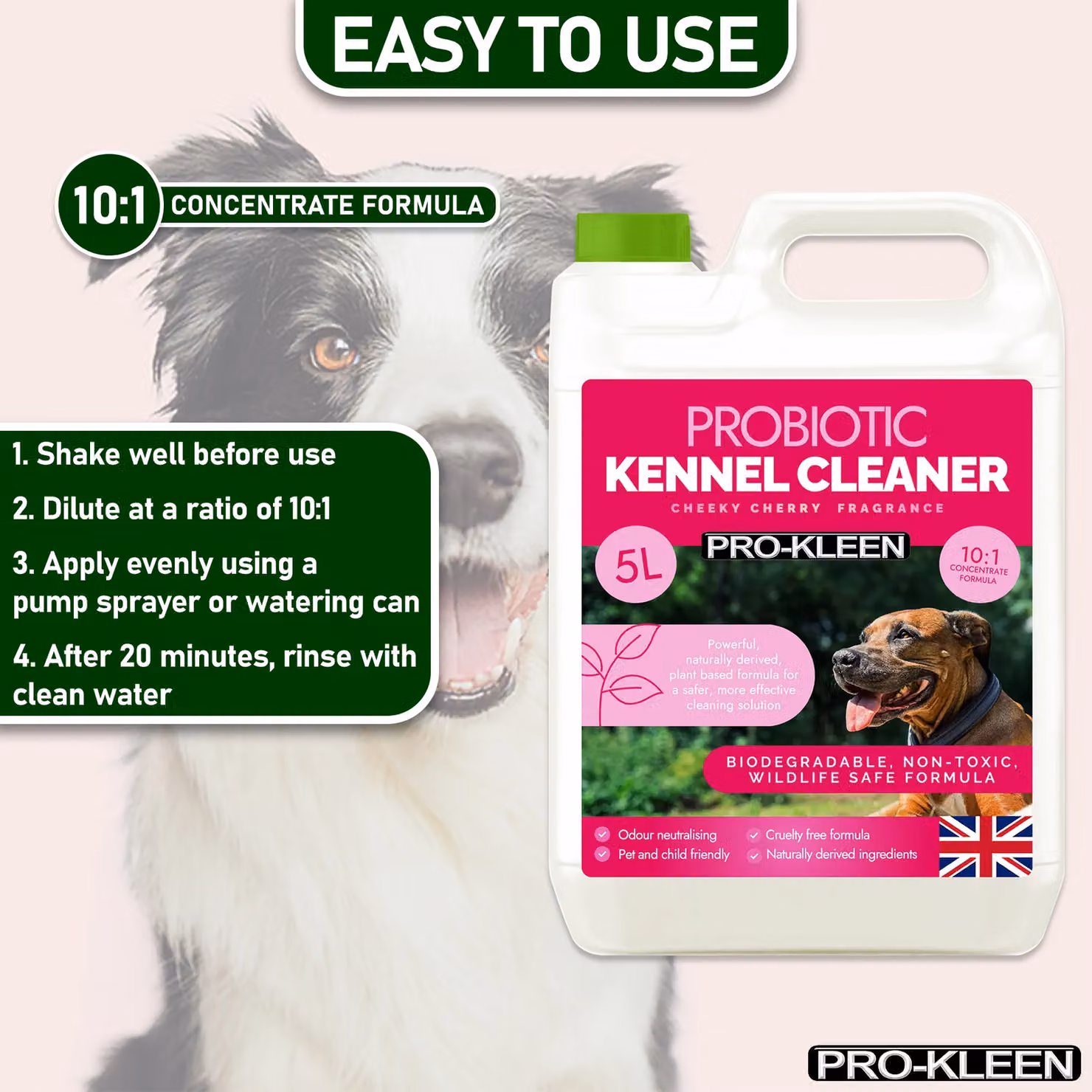 Pro-Kleen ProBiotic Kennel Cleaner Cherry Fragrance, 20 x 5 l – 5