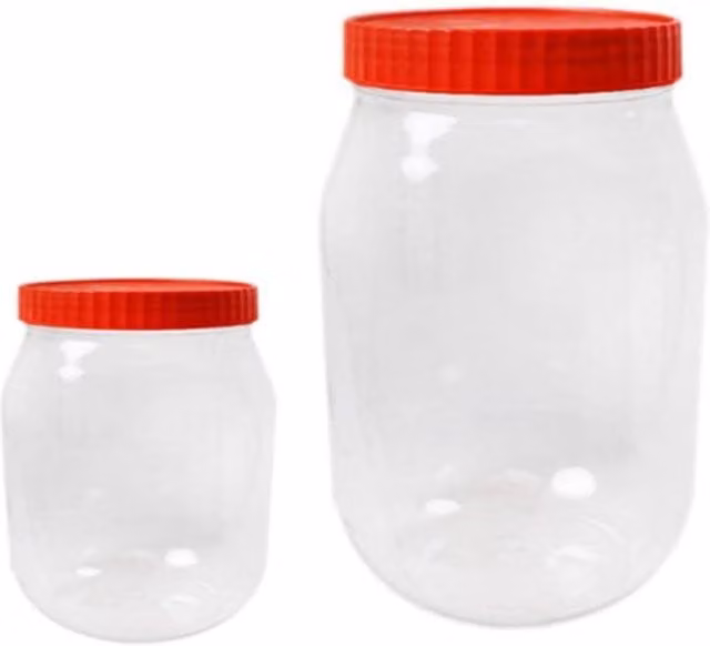 KDMD Reusable Plastic Food Storage Freezer Jars with Screw Lids, 1500ml and 500ml, Clear – 1