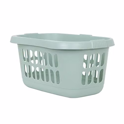 Wham Casa Hipster Plastic Laundry Baskets with Handles, 2 Pack, Silver Green, W/D/H: 59.0 x 30.5 x 30.5 cm