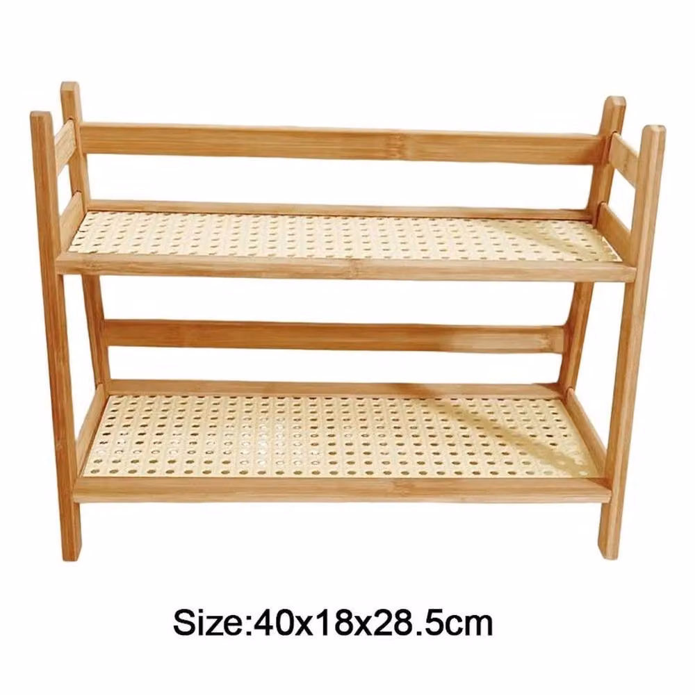 PAWNORA 2 Layer Countertop Organizer in Natural Brown/Sand, W/D/H: 39.0 x 28.5 x 17.0 cm – 2