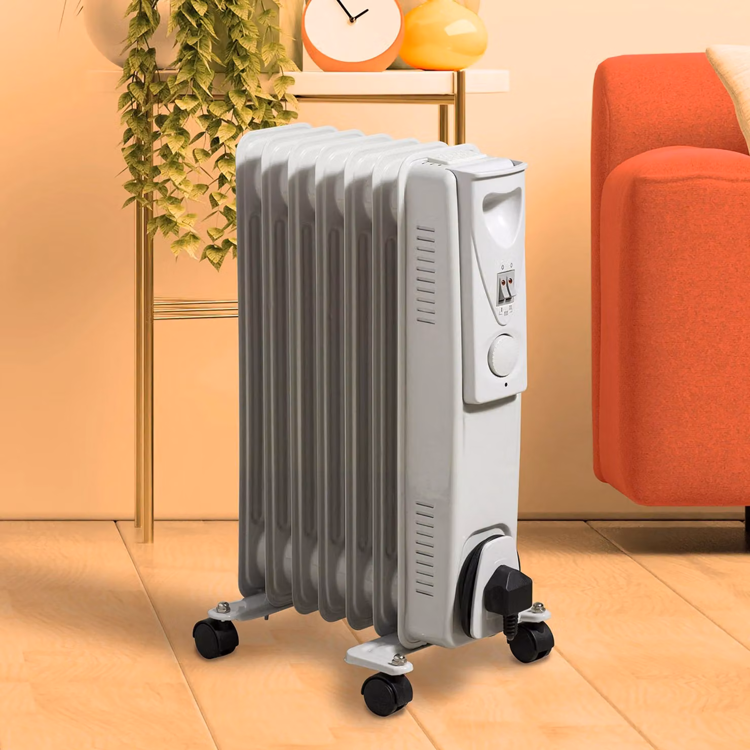 Daewoo 1500W 7 Fin Oil Filled Radiator with Thermostat and Safety Protection, White – 2