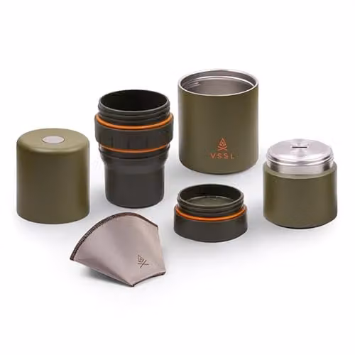 VSSL Nest Pour Over Coffee Kit with Two Double Walled Mugs, Green