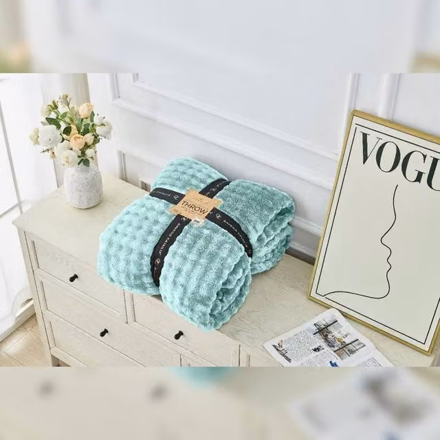 Home Luxe Interior Mint Green Bubble Jacquard Throw, W: 200 cm, D: 240 cm