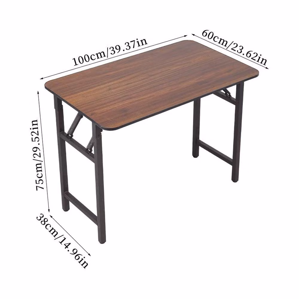KORVIXA Walnut Folding Laptop Table and Computer Desk in Brown, W/D/H: 100 x 75 cm – 2