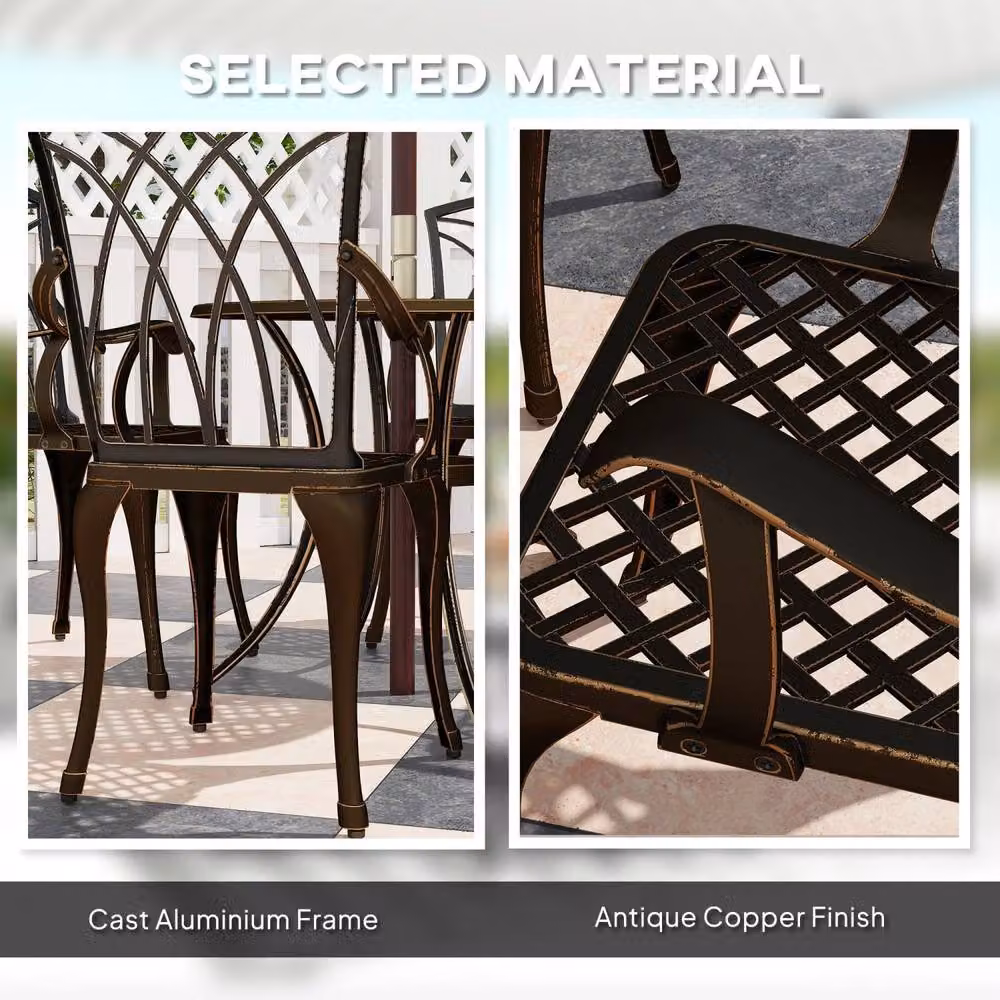 Wyld Haus Sake 4 Seater Bronze Cast Aluminium Garden Dining Set with Round Table – 7
