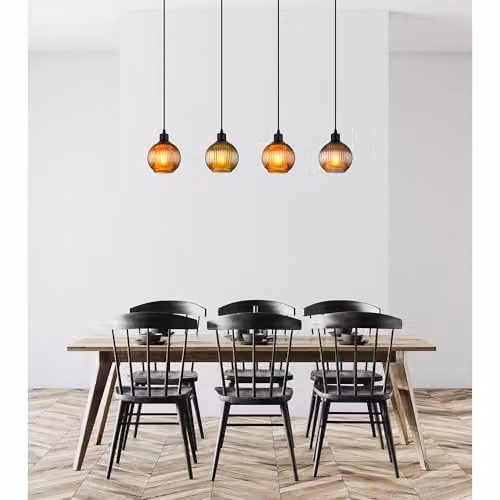 Globo Lighting Modern Glass Sphere Pendant Light in Black with Adjustable Height – 3