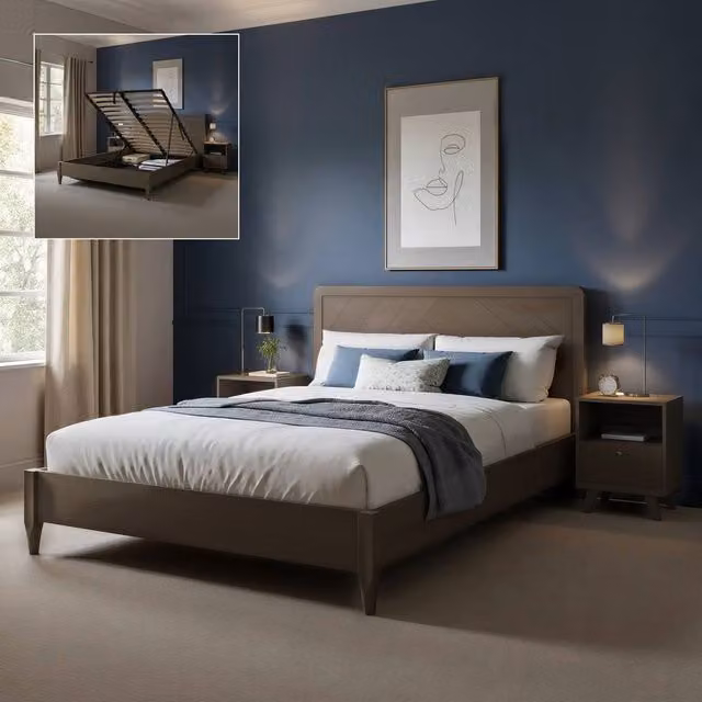 X Rocker Clara Wooden Shadow Ottoman Bed Frame, Brown Oak, W/D/H: 180 x 200 cm – 1