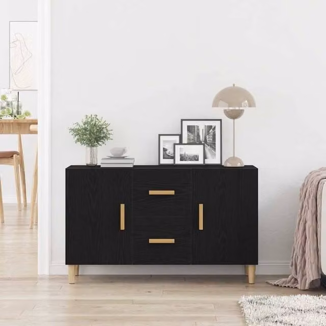 Berkfield Home Black Oak Sideboard, W/D/H: 100 x 36 x 60 cm