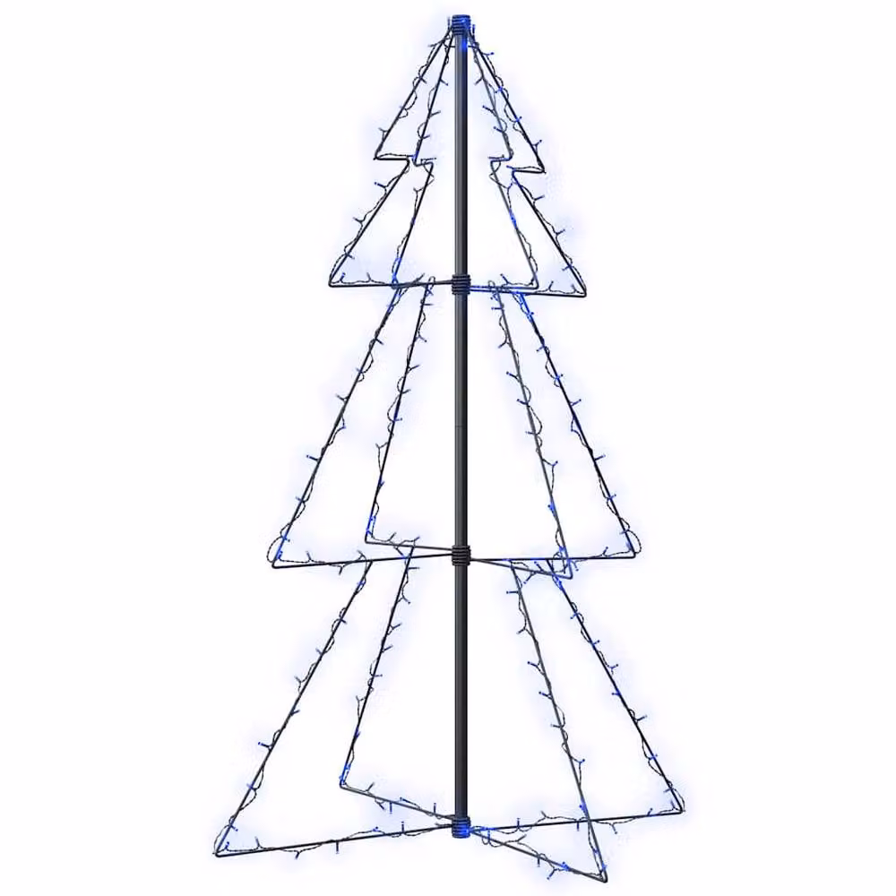 Berkfield Home Bright Christmas Cone Tree with 160 LEDs, Blue, W: 78 cm, D: 78 cm, H: 120 cm – 2