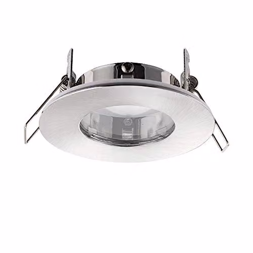 Netlighting Speculo LED Recessed Bathroom Downlight with Grey Glass Plate and Brushed Chrome Finish, IP65 Fire Rated, GU10