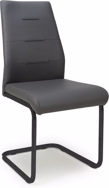 Shankar Modern Grey and Black Synthetic Leather Dining Chairs with Metal Cantilever Base