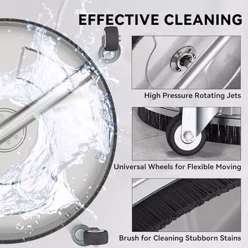 Outsunny 13 inch Pressure Washer Surface Cleaner with 4 Wheels in Silver and Stainless Steel – 4