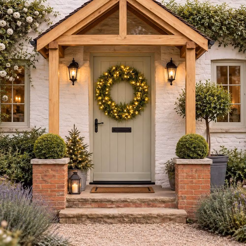 Pegdev Pre Lit Christmas Wreath with Warm White LEDs in Green, 94cm – 2