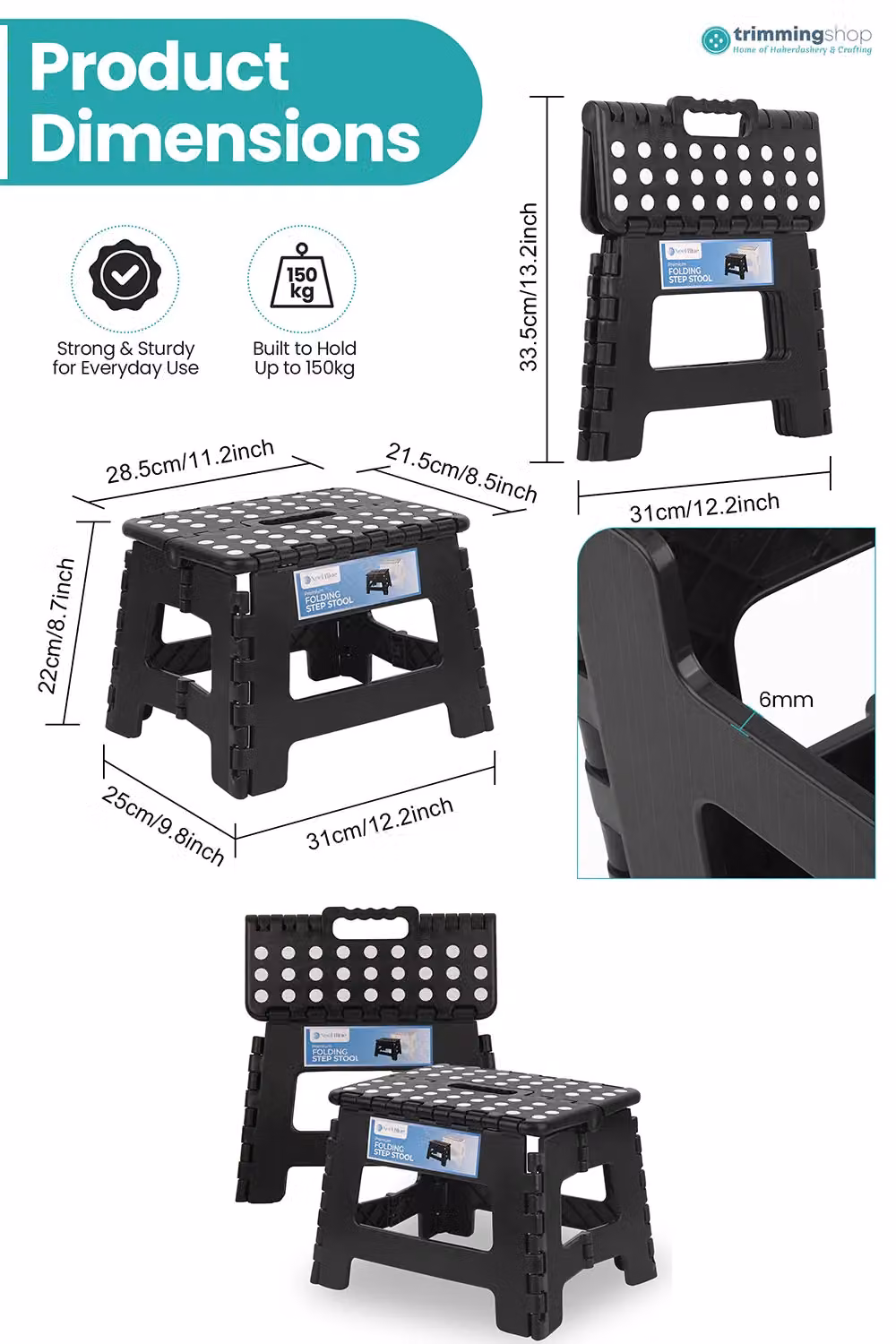 Neel Blue Collapsible Step Folding Stool in Black – 2
