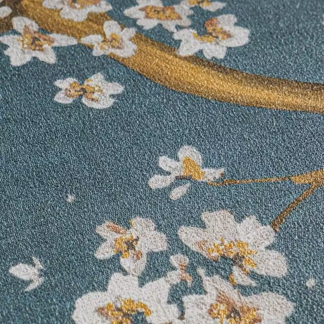 I Love Wallpaper Oriental Blossom Floral Botanical Wallpaper in Teal and Petrol Blue