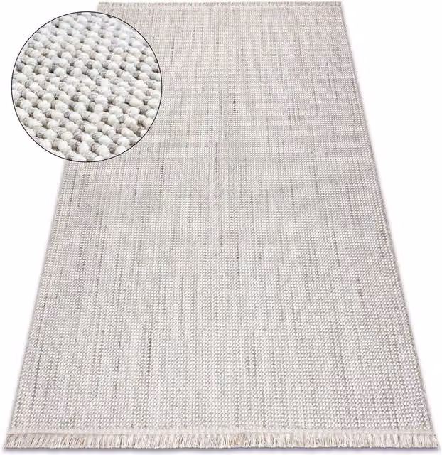 RugsX Nano White Rectangular Polyester Rug, W: 80 cm, L: 150 cm