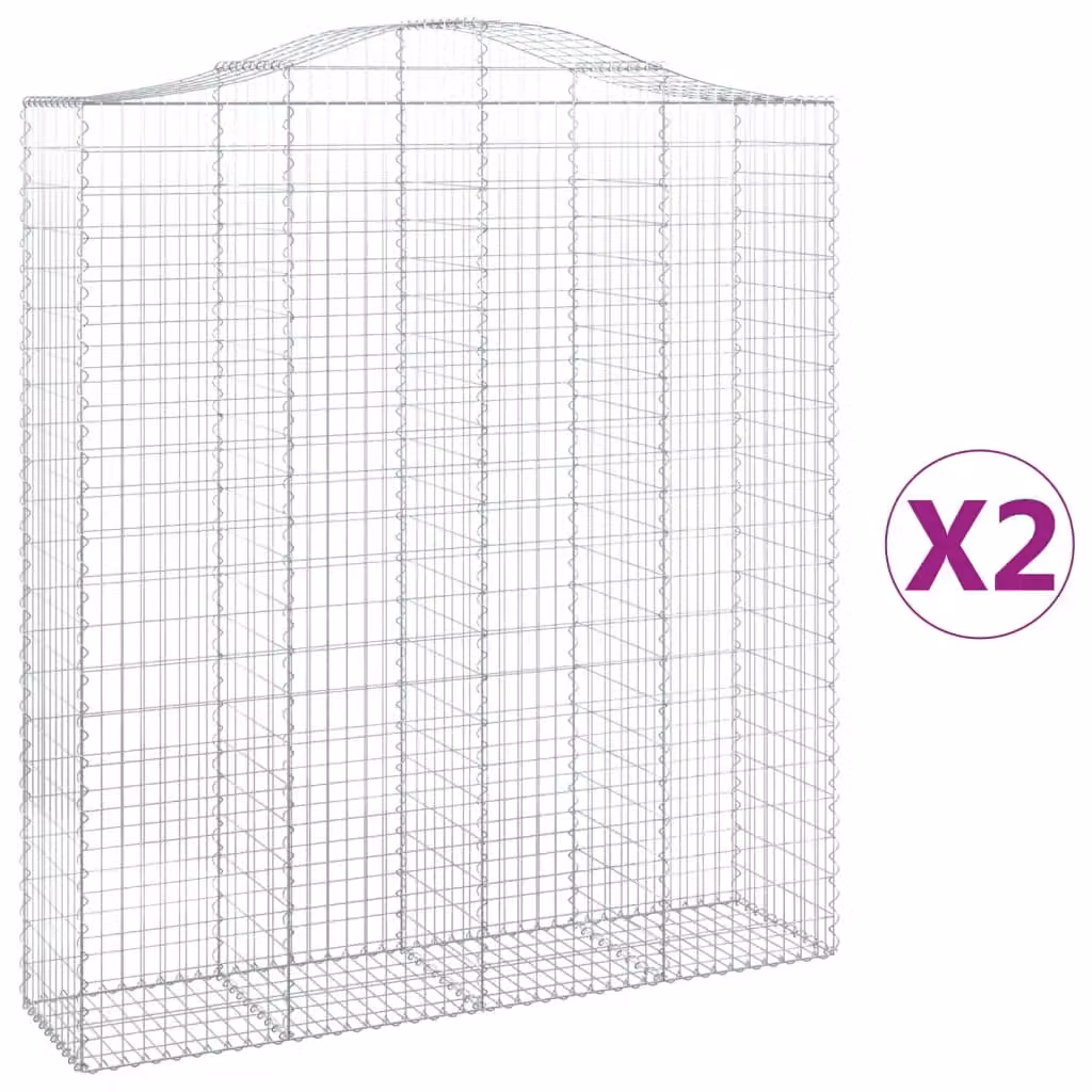 Berkfield Home Arched Gabion Baskets, 2 Piece, Silver Galvanised Steel, W: 200 cm, D: 50 cm, H: 220/240 cm – 1