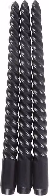 Something Different Dark Romance Twist Taper Candles, Black, Pack of 3