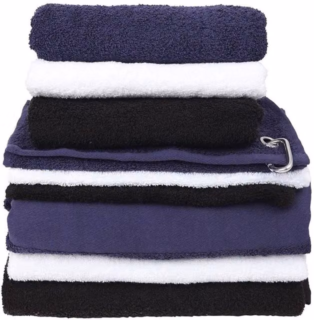 Towel City Navy Blue Printable Border Cotton Terry Bath Towel with Hanging Loop, W: 70 cm, H: 140 cm
