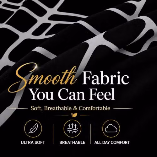 Pamposh Super King Duvet Set, 3-Piece Reversible Brushed Microfibre Bedding Set in Black and Grey, W/D/H: 180 x 200 cm with 50 x 75 cm Pillowcases – 7
