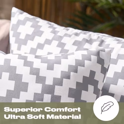 OHS Set of 2 Mid Grey Geometric Water Resistant Outdoor Cushion Covers, W/D/H: 45 x 45 x 45 cm – 3