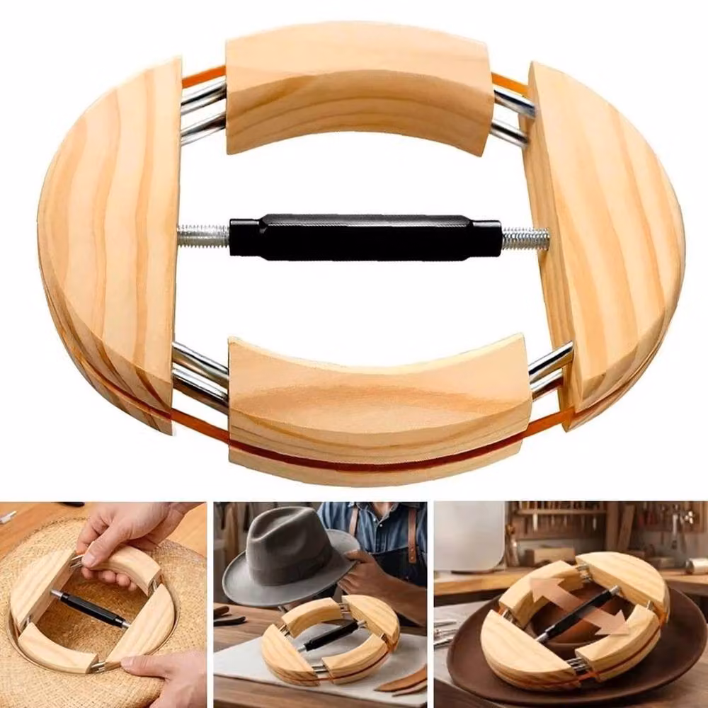 FLAVORA Adjustable Wooden Hat Stretcher and Shaper for Adults in Natural Brown, 50 cm – 3