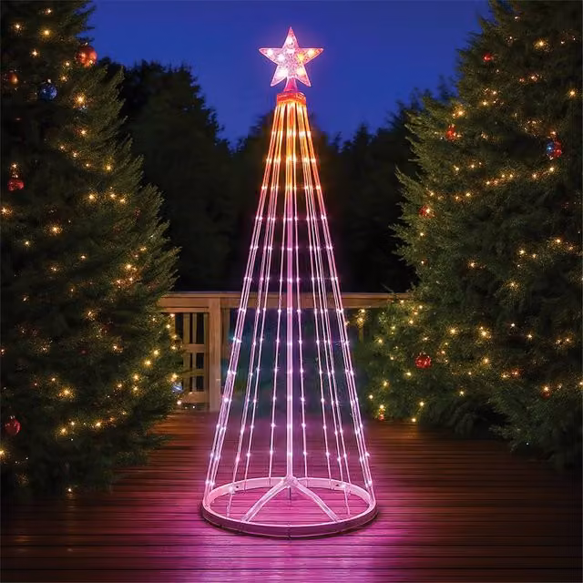 mysmartbuy RGB LED Light Up Christmas Tree with Star, Remote, App and Frame, Multicolour, Height: 120 cm