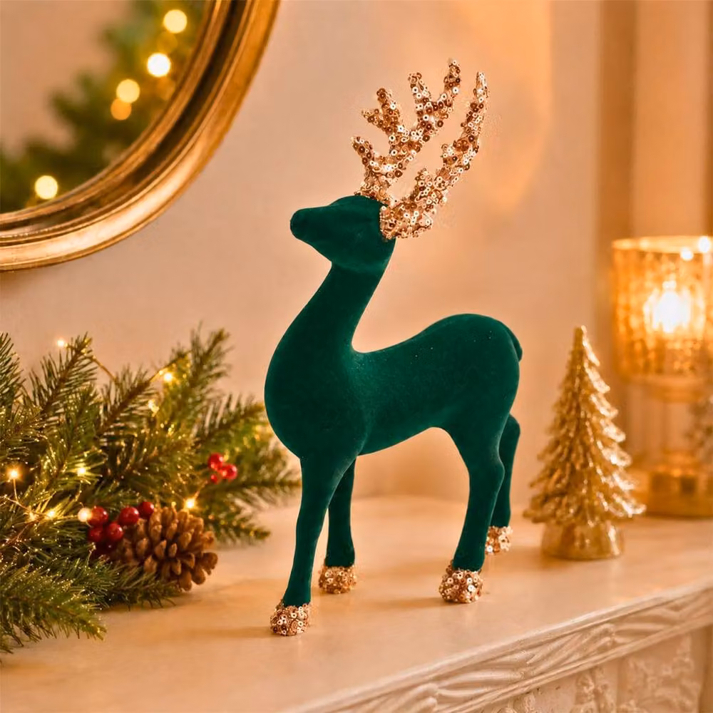 Shatchi Green Christmas Reindeer Tabletop Figurine, Height: 23 cm – 2
