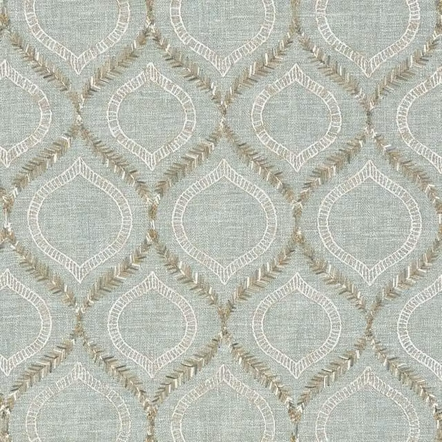 Prestigious Textiles Powell Embroidered Fabric in Pink, Beige and Green