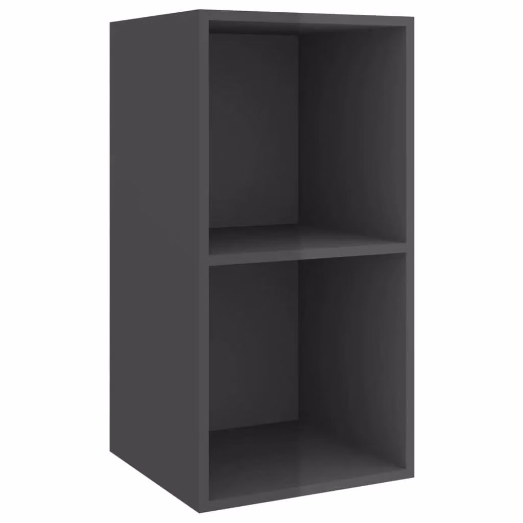 Berkfield Home Wall-mounted High Gloss Grey TV Cabinet, W/D/H: 37 x 37 x 72 cm – 1