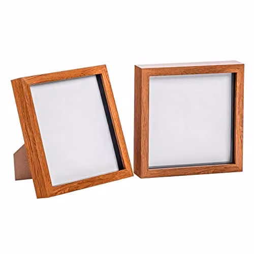 Nicola Spring 3D Shadow Box Photo Frames, Pack of 2, Brown, 20.32 x 20.32 cm – 1