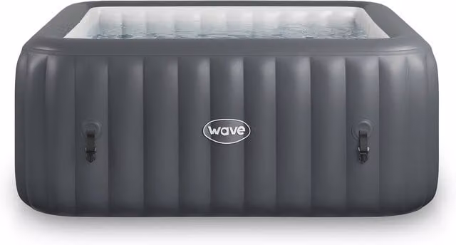 Summer Waves Wave Pacific 4-Person Inflatable Square Hot Tub with Integrated Heater, Grey