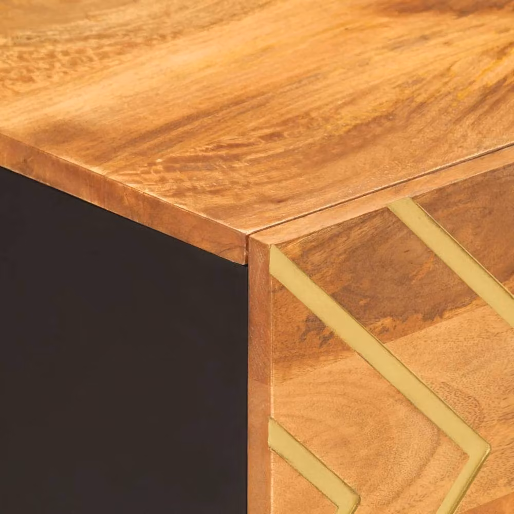Berkfield Home Beautiful Modern Mango Wood Coffee Table in Brown and Black, W: 80 cm, D: 50 cm, H: 40 cm – 4