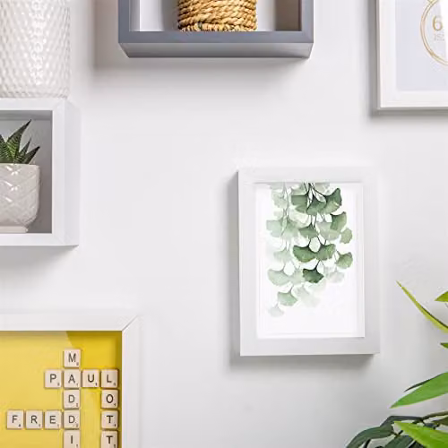 Nicola Spring Pack of 5 Rectangular Photo Frames in White with Black Mounts, 10 x 15 cm – 2