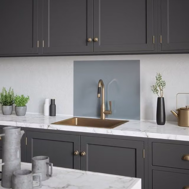 House Beautiful Grey Glass Kitchen Splashback, Width: 60 cm